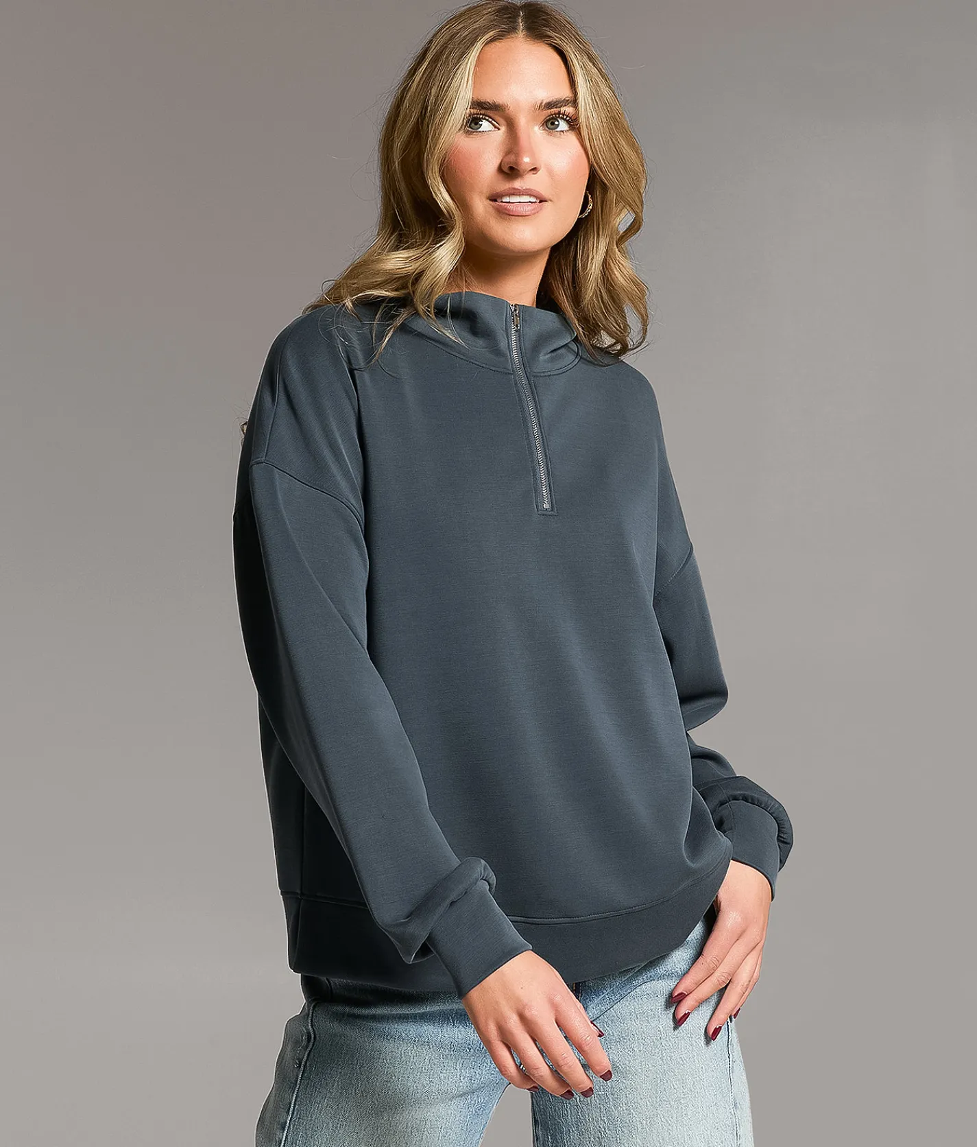 BKE Quarter Zip Pullover Dark Slate Sale