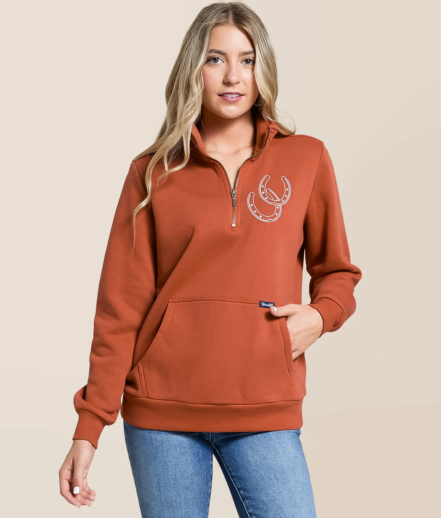 Tops | Wrangler® Quarter Zip Pullover Rust