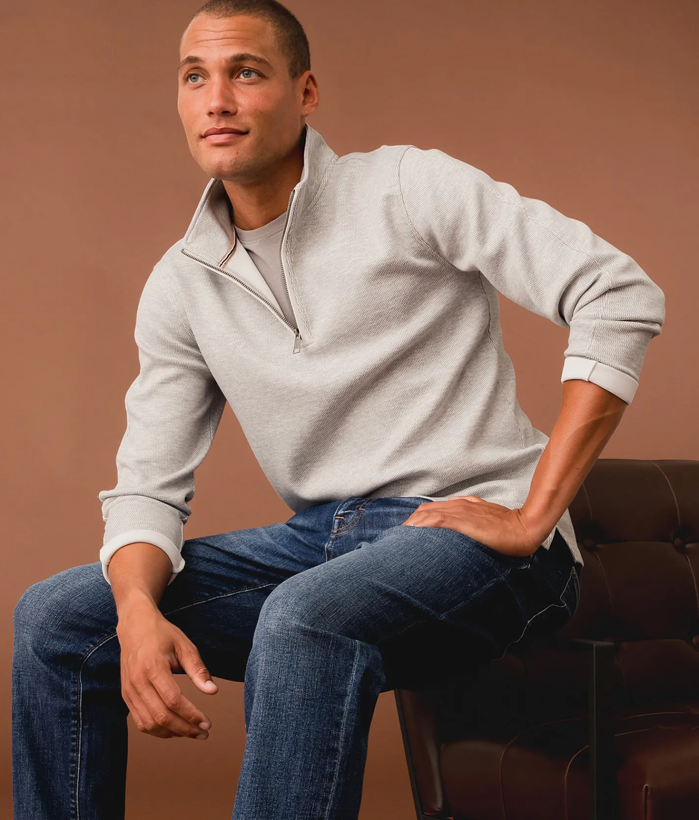 Outpost Makers Quarter Zip Pullover Light Grey