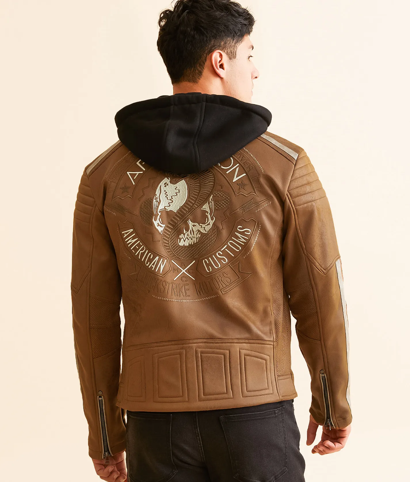 Coats & Jackets | Affliction Quickstrike Faux Leather Hooded Jacket Tan