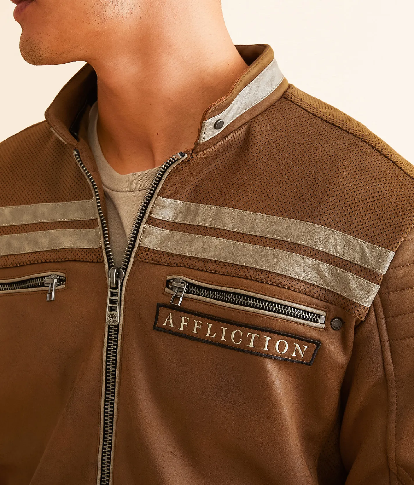 Coats & Jackets | Affliction Quickstrike Faux Leather Hooded Jacket Tan