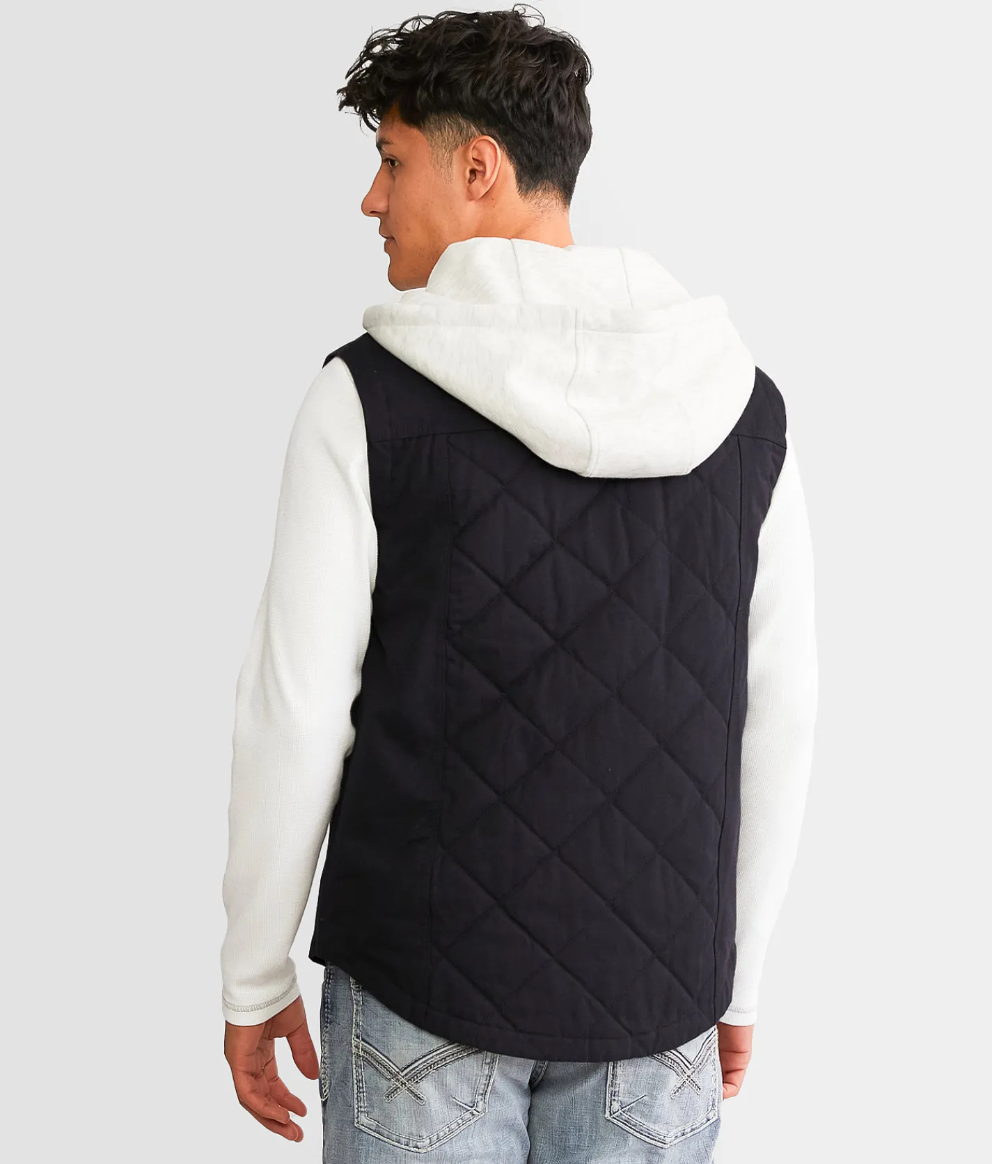 Coats & Jackets | BKE Quilted Canvas Hooded Vest Navy