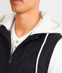 Coats & Jackets | BKE Quilted Canvas Hooded Vest Navy