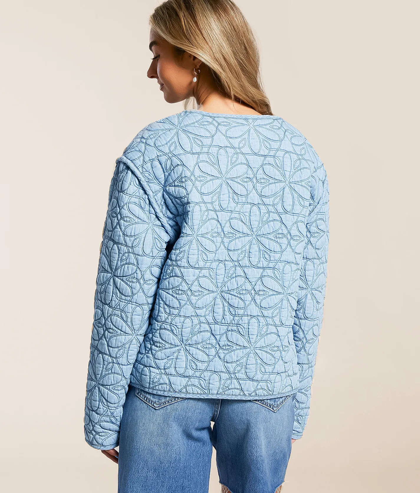 C&C California Quilted Chambray Jacket Light Wash Discount