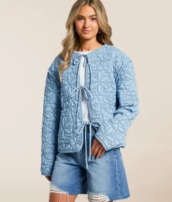 C&C California Quilted Chambray Jacket Light Wash Discount