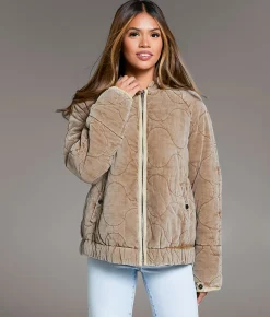BKE Quilted Corduroy Jacket Washed Brown Discount