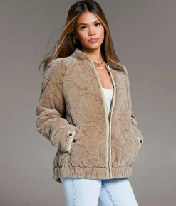 BKE Quilted Corduroy Jacket Washed Brown Discount