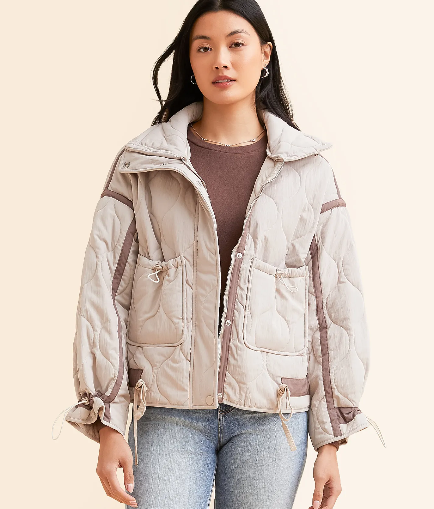 Hyfve Quilted Jacket Taupe Online