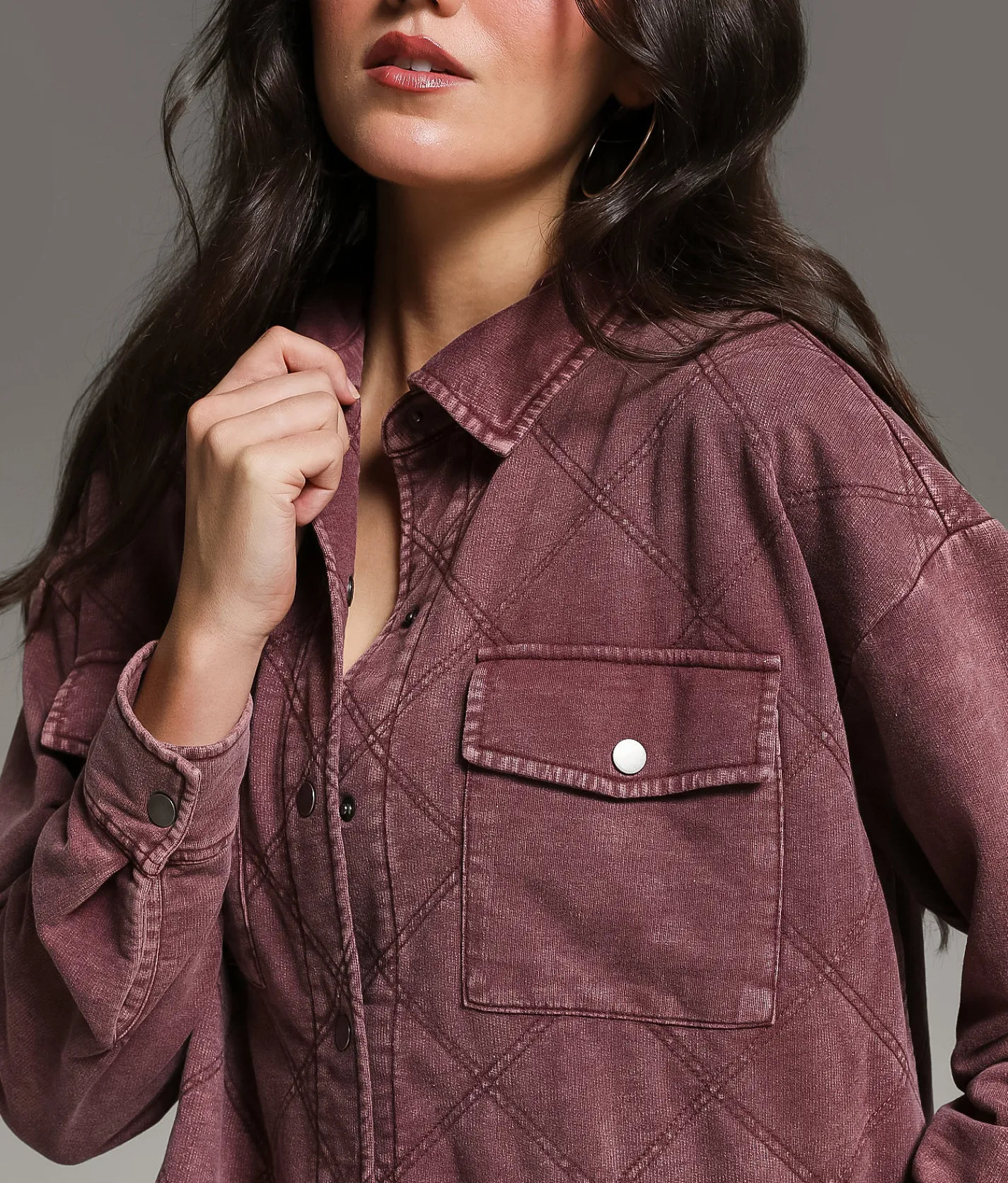 BKE Quilted Knit Shacket Andorra Sale