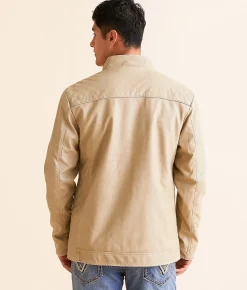 Buckle Black Quilted Pleather Jacket Cream Sale