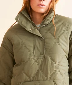 Tops | BKE Quilted Quarter Snap Pullover Olive