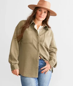 BKE Quilted Shacket Vetiver Sale