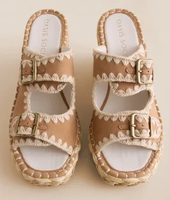 Oasis Society Rae Embroidered Wedge Sandal Camel