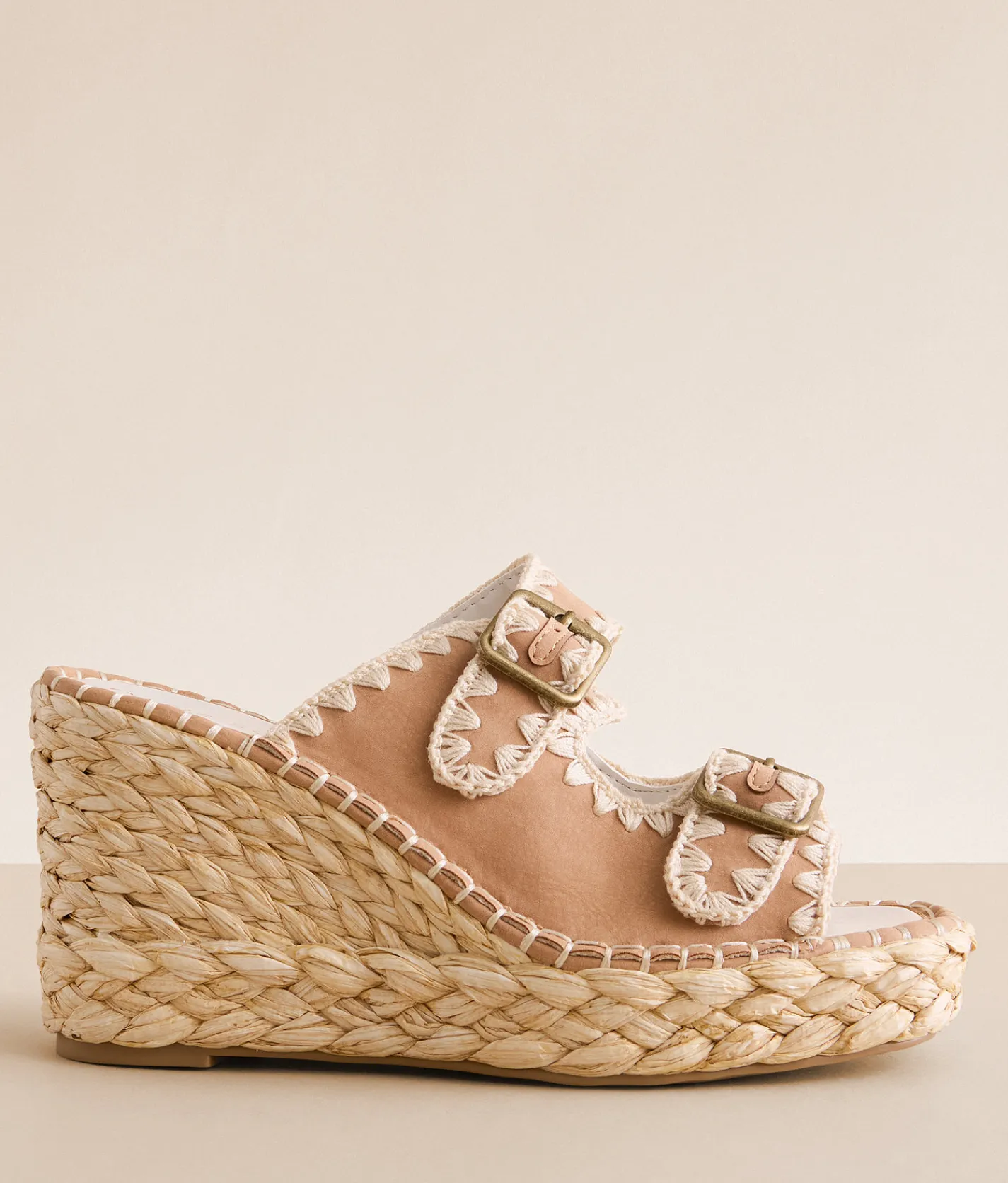 Oasis Society Rae Embroidered Wedge Sandal Camel