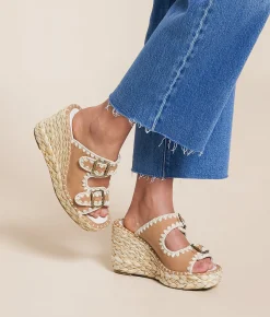 Oasis Society Rae Embroidered Wedge Sandal Camel