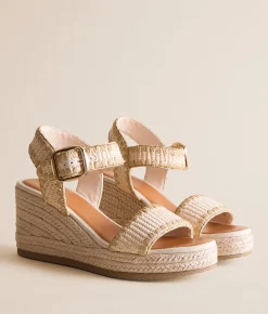 Shoes | Mia Raffia Whipstitch Wedge Sandal Bone