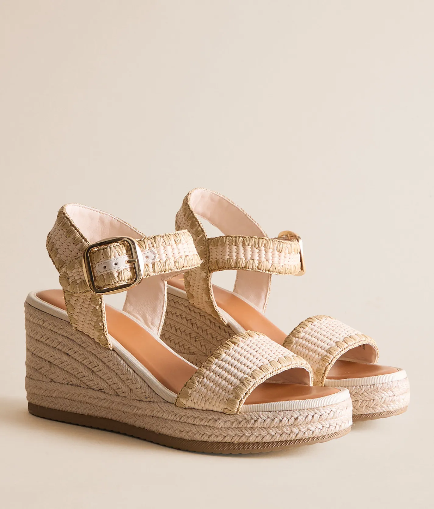 Shoes | Mia Raffia Whipstitch Wedge Sandal Bone