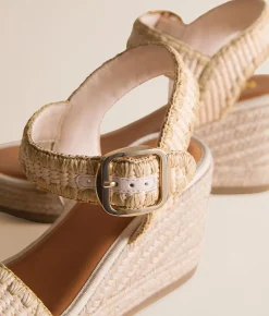 Shoes | Mia Raffia Whipstitch Wedge Sandal Bone
