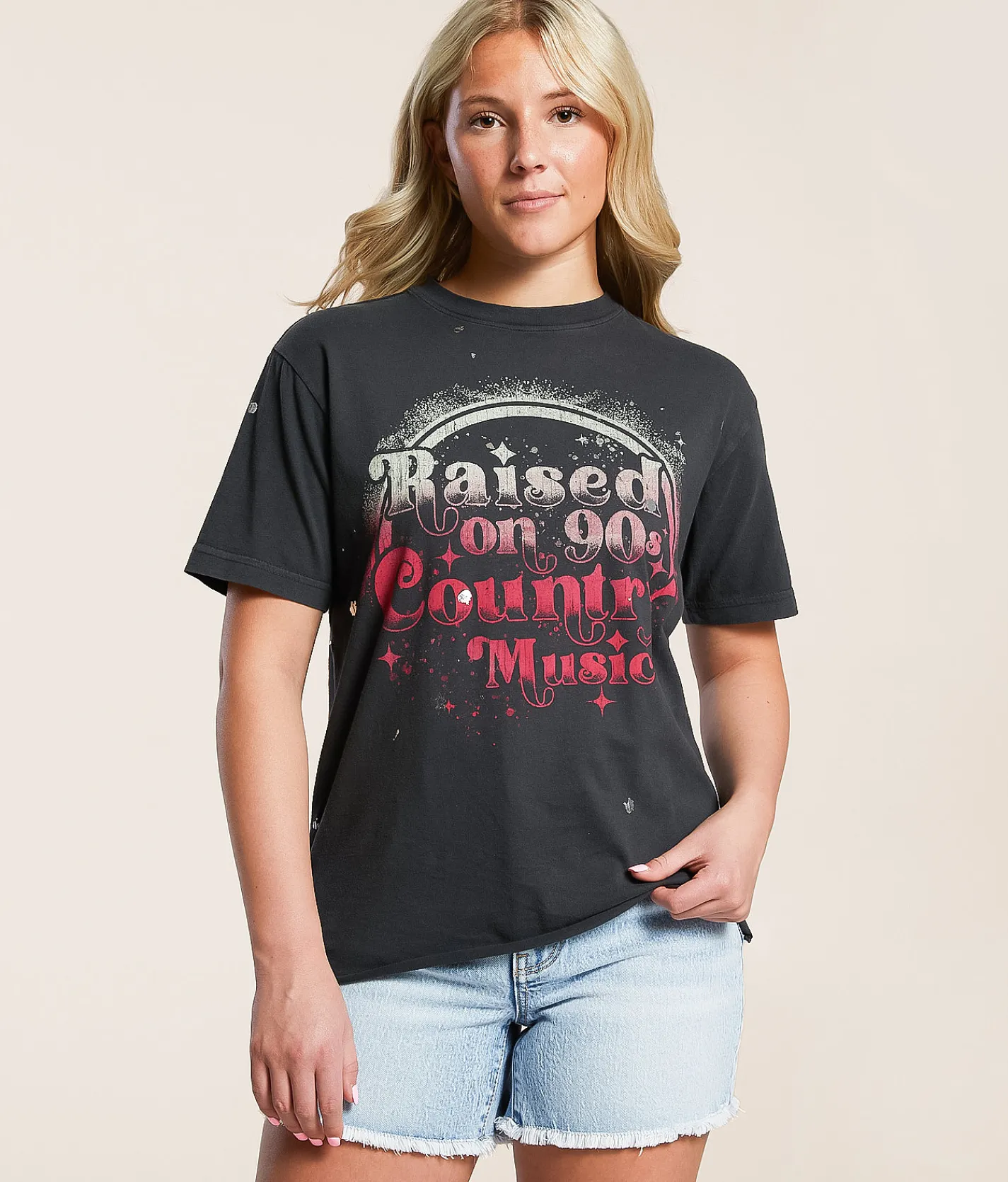 Tops | American Highway Raised On 90s Country T-Shirt Vintage Black Pigment Dye
