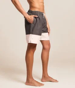 Bottoms|Swimwear | Sunset x Vine Ralphie Two Tone Swim Trunks Charcoal