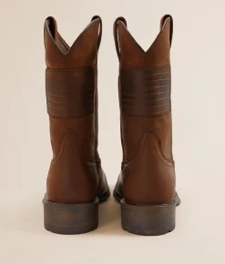 Ariat Rambler Patriot Leather Cowboy Boot Distressed Brown Discount