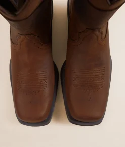 Ariat Rambler Patriot Leather Cowboy Boot Distressed Brown Discount