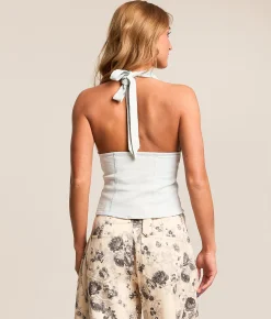Tops | Free People Ramona Denim Halter Tank Top Light Sky