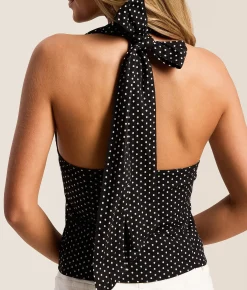 Tops | Free People Ramona Halter Tank Top Black Combo