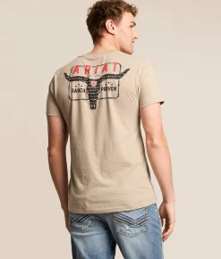 Tops|Graphic T-Shirts | Ariat Ranch Proven Longhorn T-Shirt Trench Coat Heather