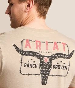 Tops|Graphic T-Shirts | Ariat Ranch Proven Longhorn T-Shirt Trench Coat Heather