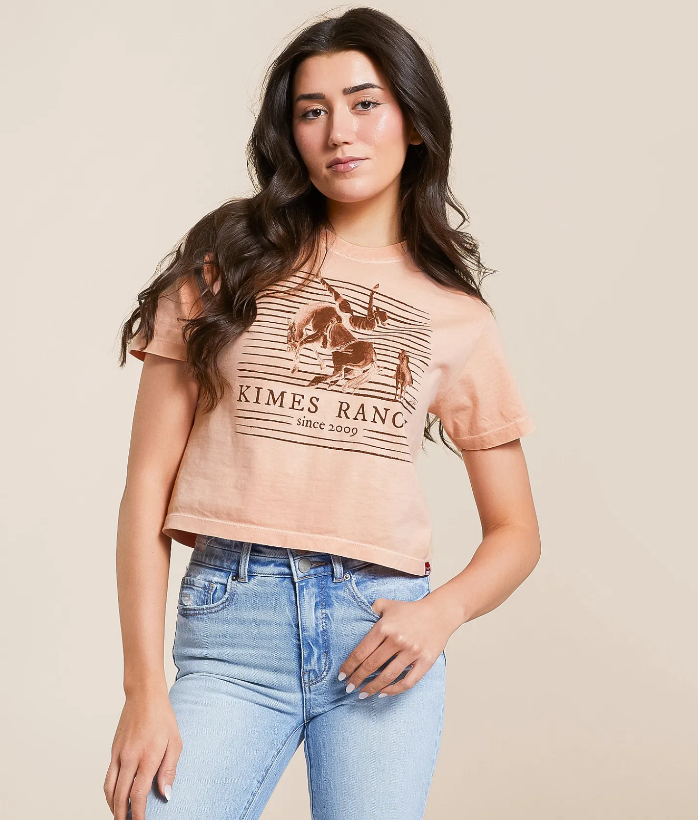 Tops | Kimes Ranch Randy Bareback Cropped T-Shirt Peach