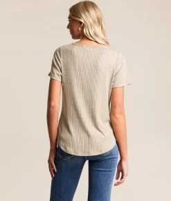 White Crow Raquel Cut-Out Top Taupe Stone Outlet