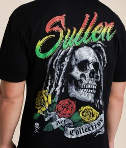 Graphic T-Shirts | Sullen Rasta Skull T-Shirt Jet Black
