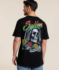 Graphic T-Shirts | Sullen Rasta Skull T-Shirt Jet Black