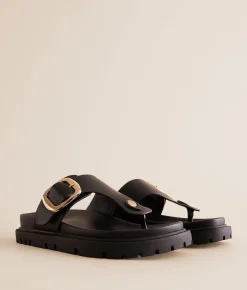 Shoes | Mia Ravienn Big Buckle Sandal Black