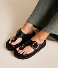 Shoes | Mia Ravienn Big Buckle Sandal Black