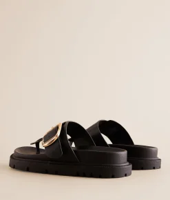 Shoes | Mia Ravienn Big Buckle Sandal Black