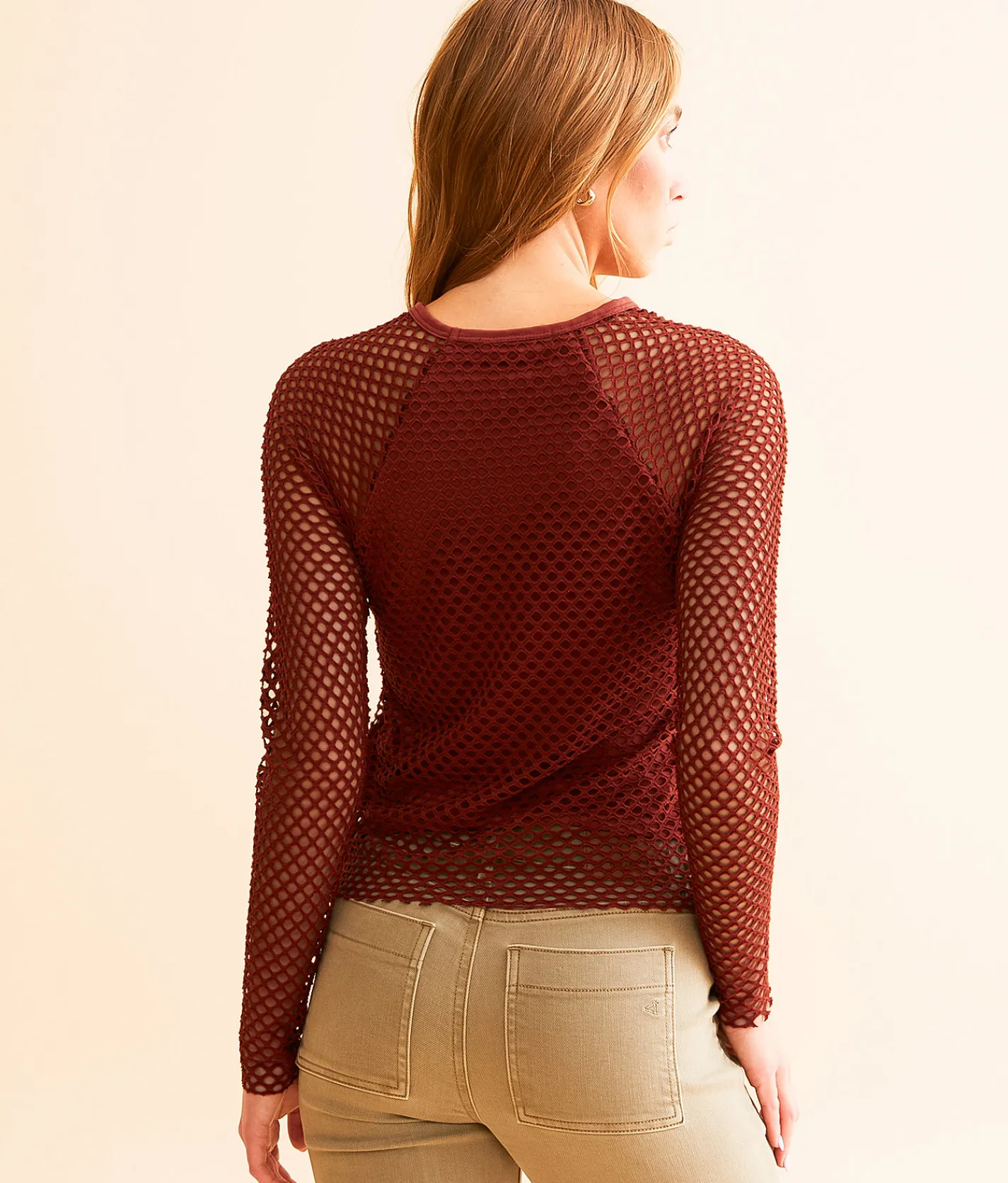 Tops | Gilded Intent Raw Edge Fishnet Top Madder Brown