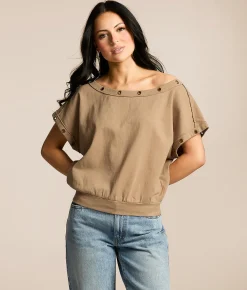 Tops | Gilded Intent Raw Edge Grommet Top Samba