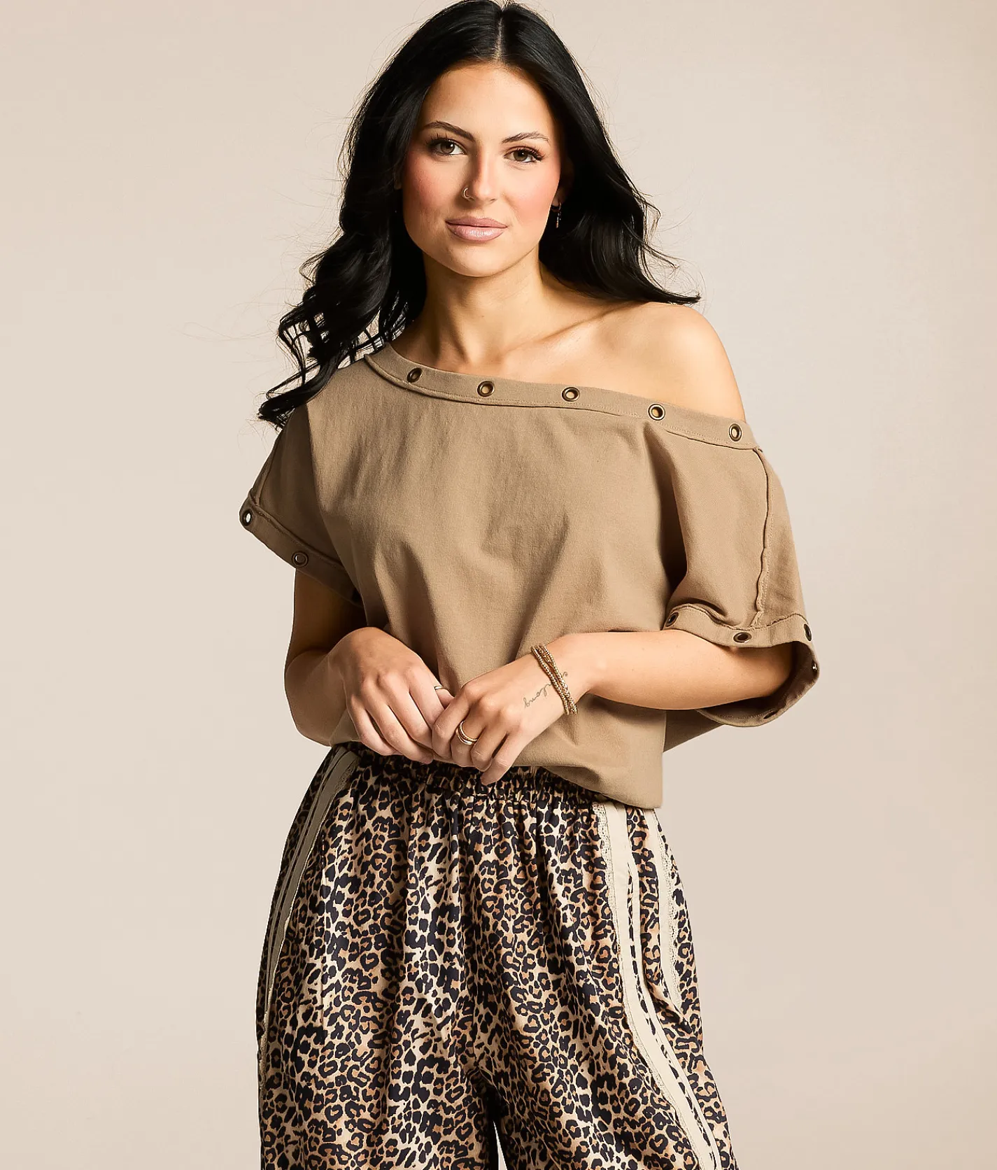 Tops | Gilded Intent Raw Edge Grommet Top Samba