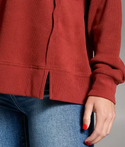 Tops | BKE Raw Edge Henley Pullover Desert Taupe