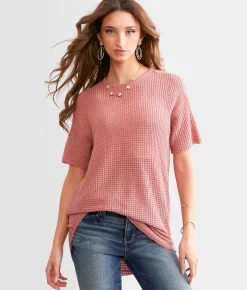 Tops | BKE Raw Edge Open Back Top Withered Rose
