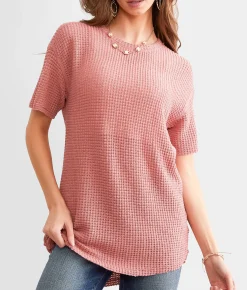 Tops | BKE Raw Edge Open Back Top Withered Rose