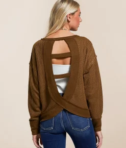 Daytrip Raw Edge Open Weave Top Partridge Hot