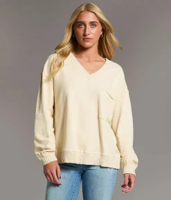 Tops | BKE Raw Edge Pullover Beige