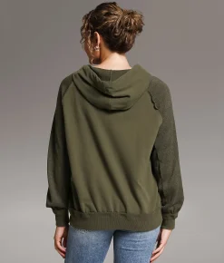 BKE Raw Edge Quarter Zip Hoodie Dusty Olive Online