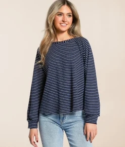 Blu Pepper Raw Edge Ribbed Top Cream Best