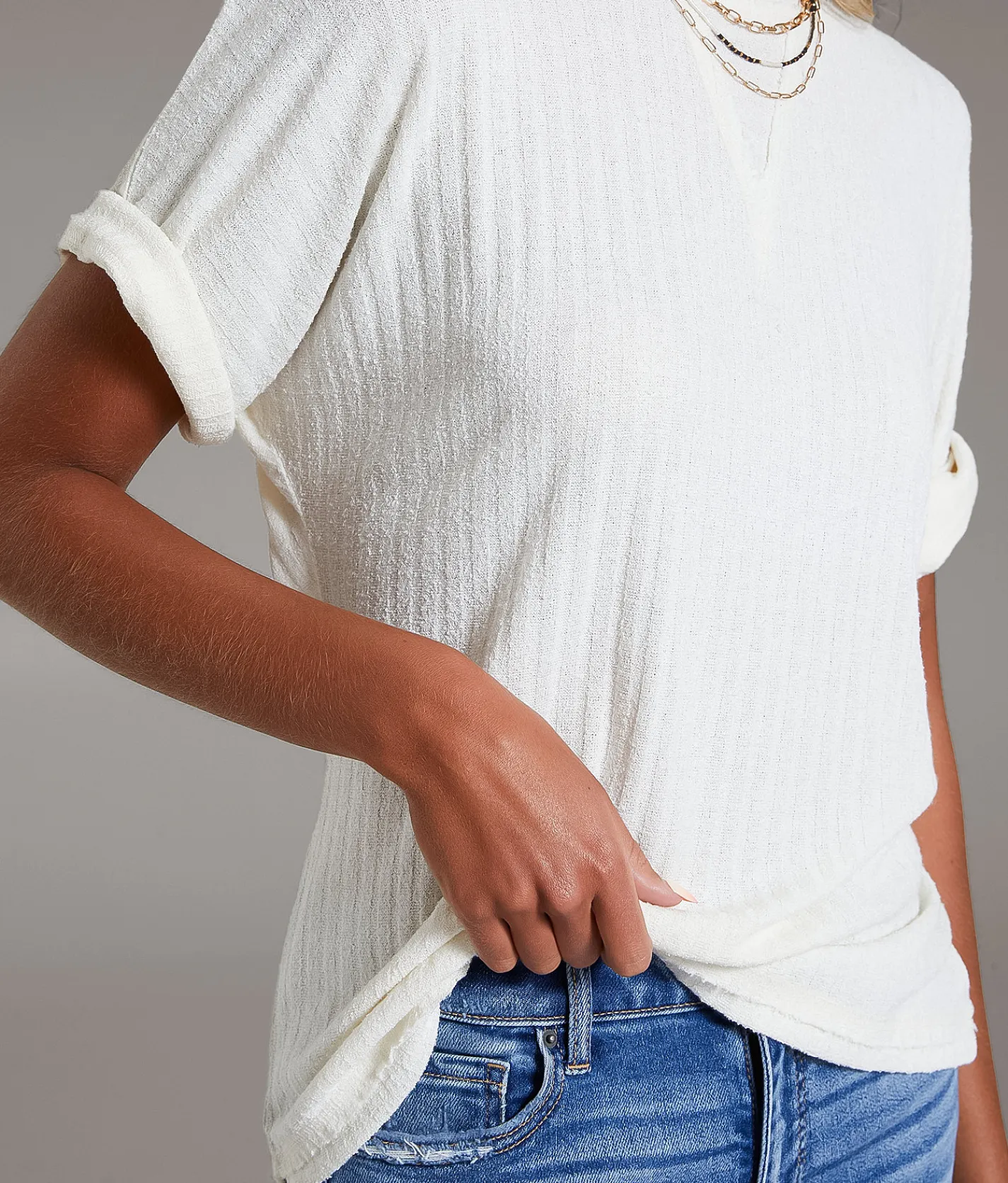 Tops | BKE Raw Edge Ribbed Top Gardenia