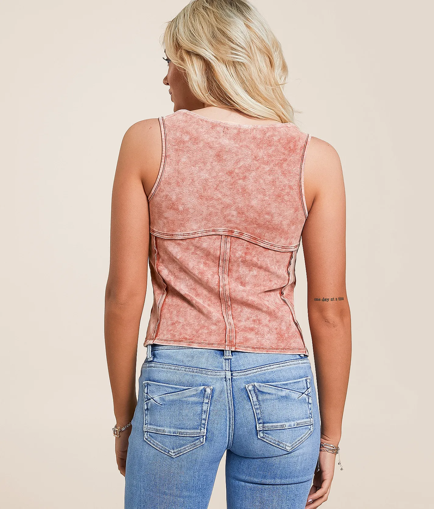 Gilded Intent Raw Edge Ruched Tank Top Cinnamon Hot