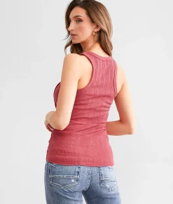 BKE Raw Edge Tank Top Earth Red Best
